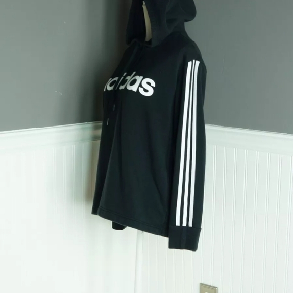 New Adidas Orginal Black Hoodie with Striped Sleeves 2X - Picture 2 of 6